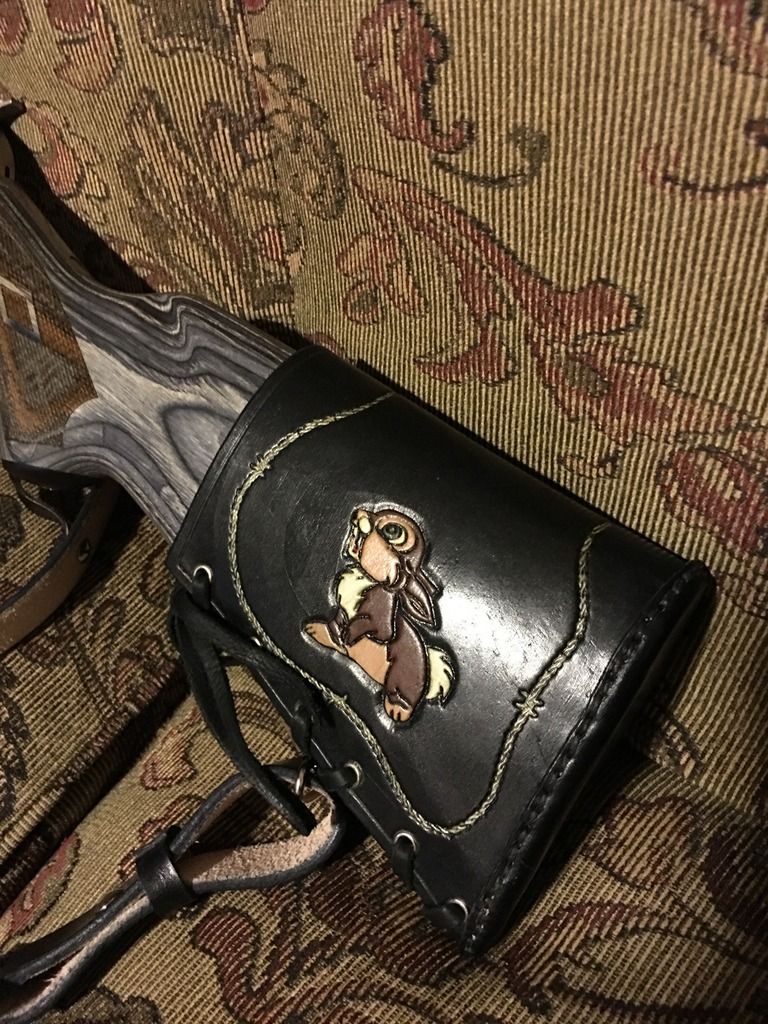 Custom leather sling, butt stock cover and lever wrap